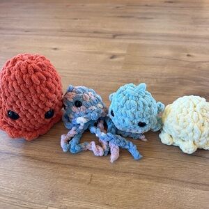 Plush Octopus Toy Set - Red, Blue, Yellow